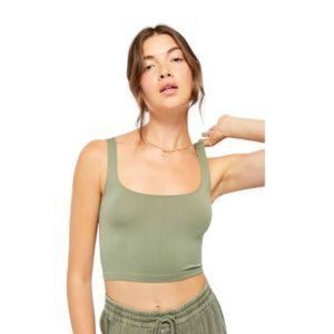 NWT Free People Scoop Neck Crop Top women's sz S in Army Green